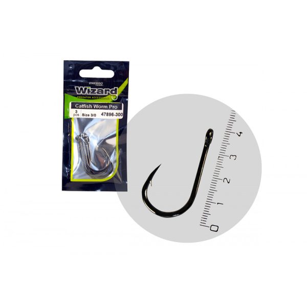 Wizard Catfish Worm Pro Brazed Met oog en weerhaak 3/0 Meervalhaak