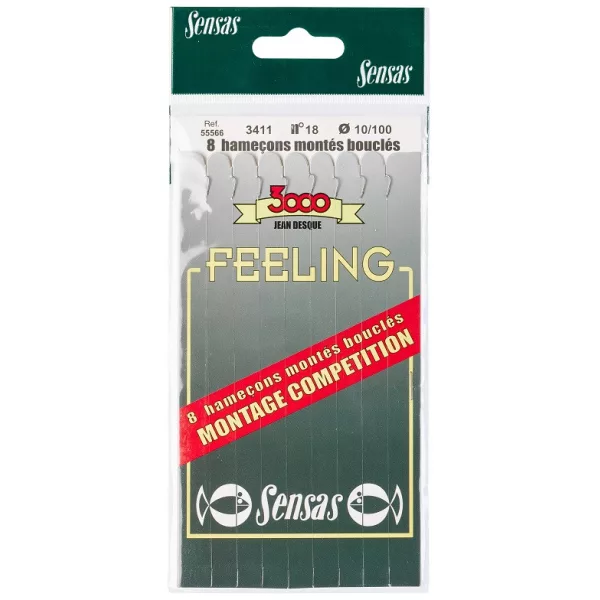 Sensas Feeling 3411 Nikkel 18cm 0,08mm 18 Monofil Voorgeknoopte Haak 8st