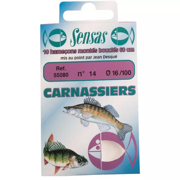 Sensas Predator Strong Bronz 60cm 0,22mm 6 Monofil Voorgeknoopte Haak 10st