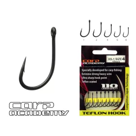   Carp Academy Teflon Hook XS-1 Zwart 1 10 stuks/verpakking Boiliehaak met oog en weerhaak