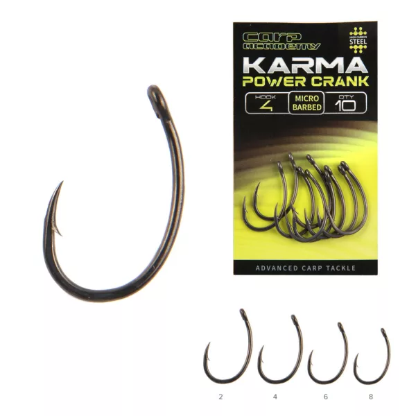 Carp Academy Karma Power Crank 4 Oog, Haak met weerhaak 10 stuks