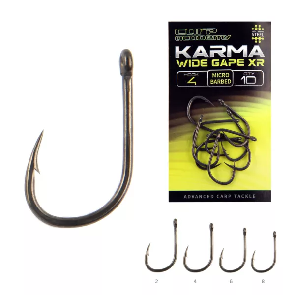 Carp Academy Karma Wide Gape XR 4 Oog, Haak met weerhaak 10 stuks