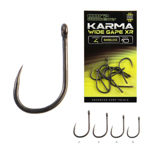Carp Academy Karma Wide Gape XR 4 Oog, Haak zonder weerhaak 10 stuks