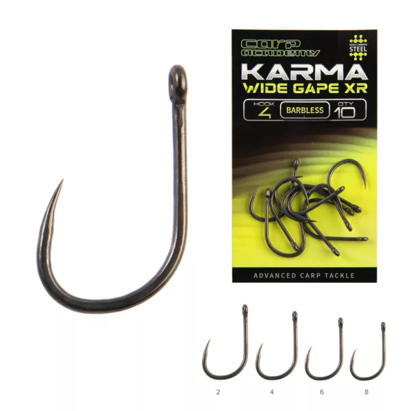 Carp Academy Karma Wide Gape XR 6 Oog, Haak zonder weerhaak 10 stuks