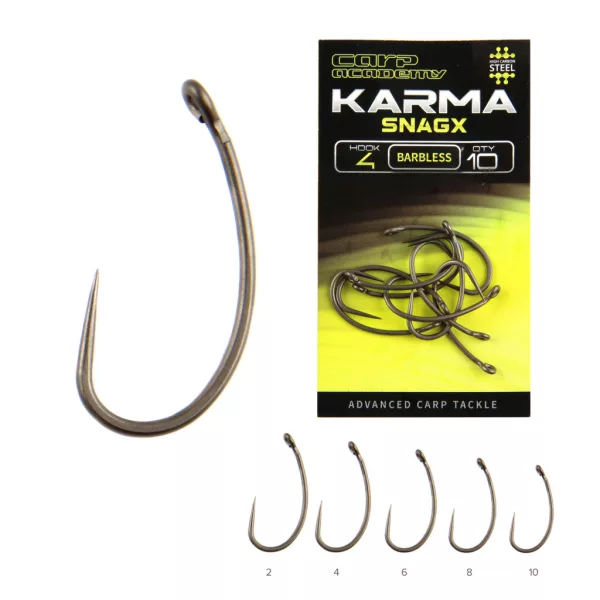Carp Academy Karma SnagX 8 Oog, Haak zonder weerhaak 10 stuks