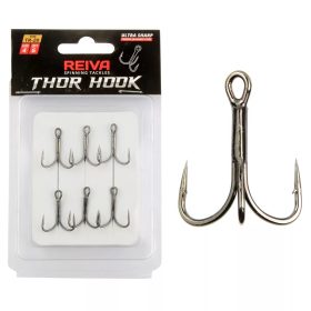   Reiva Treble Hook TR-20 Zwart 6 6 stuks/pak Haak met oog en weerhaak voor roofvis