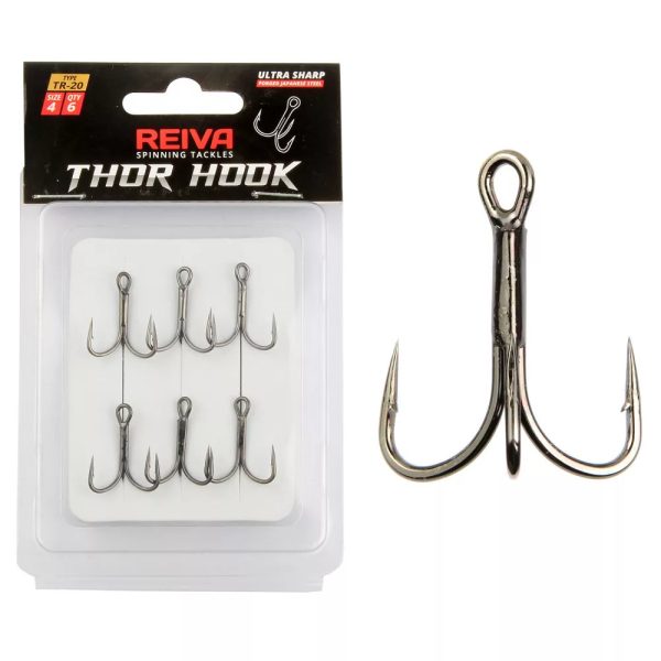 Reiva Treble Hook TR-20 Zwart 6 6 stuks/pak Haak met oog en weerhaak voor roofvis
