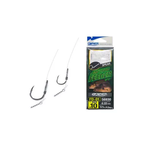 Owner Method Feeder 56930 6 Voorgeknoopte haak met weerhaak, oog en aaspin 6 stuks