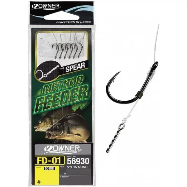 Owner Method Feeder 56930 6 Voorgeknoopte haak met weerhaak, oog en aaspin 6 stuks