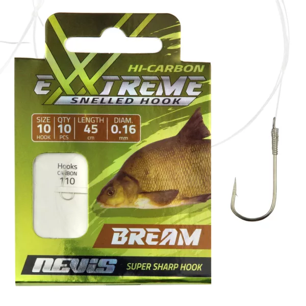 Nevis 16 met weerhaak, met oog 45cm 0,10mm Monofilament Voorgeknoopt Brasemhaak 10 stuks