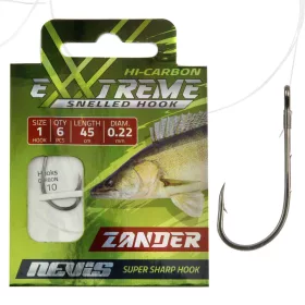   Nevis 1 Met Weerhaak, Met Oog 45cm 0,22mm Monofilament Voorgeknoopte Snoekbaars Haak 6 stuks