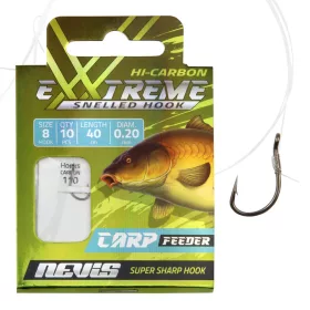   Nevis 10 Met Weerhaak, Met Oog 40cm 0,20mm Monofilament Voorgeknoopte Feederhaak 10 stuks