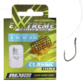   Nevis 10 Met Weerhaak, Met Oog 40cm 0,20mm Monofilament Voorgeknoopte Feederhaak 10 stuks
