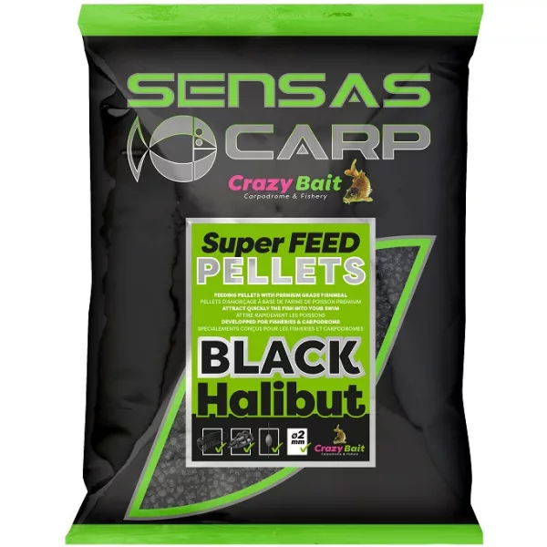Sensas Super Feed Pellets Zwarte Heilbot 4mm Voerpellet 700gr