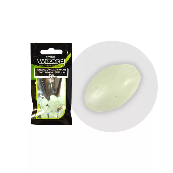 Wizard Meerval Ovaal Glow-in-the-dark 8mm Rubberkraal 10 stuks