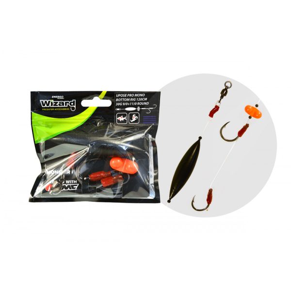 Wizard Monster Upose Pro Mono Bottom Rig 30gr 9/0+11/0 Round Onderlijn
