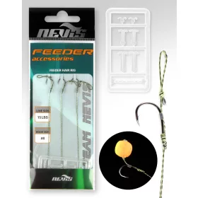   Nevis Feeder gevlochten onderlijn Zwart 6 3db/csomag Met oogje Met weerhaak Monofilament voorgeknoopte haak
