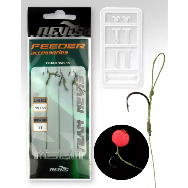 Nevis Feeder gevlochten onderlijn Zwart 6, met wartel 3st/verpakking Met oog Met weerhaak Feeder haak