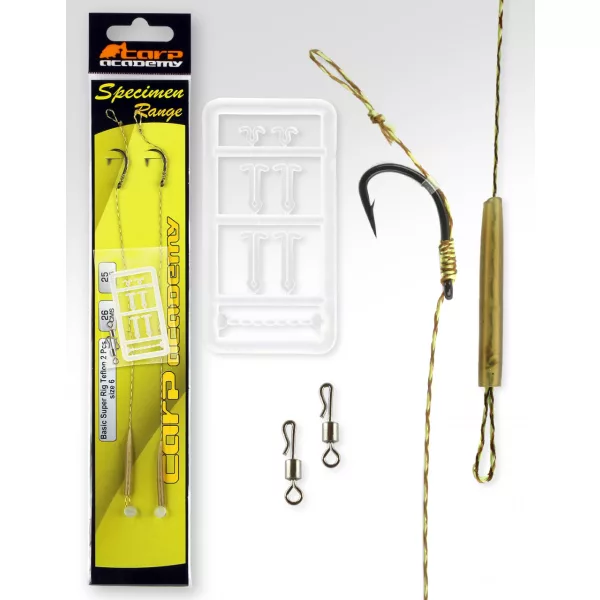 Carp Academy Basic Super Rig Teflon Zwart 2 2 st/verpakking Boilie haak met oog en weerhaak