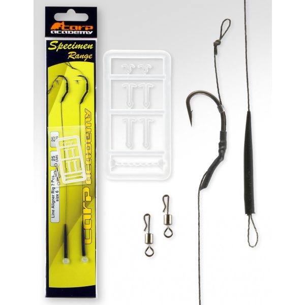 Carp Academy Line Aliger Rig Zwart 6 2 stuks/verpakking Met oog Met weerhaak Gevlochten voorgeknoopte haak
