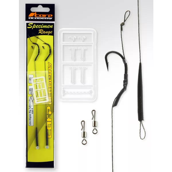 Carp Academy Line Aliger Rig Teflon Zwart 2 2 stuks/verpakking Boiliehaak met oog en weerhaak