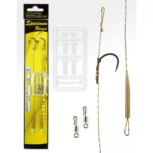 Carp Academy Special Pop Up Rig Teflon Zwart 2 2 stuks/verpakking Boiliehaak met oog en weerhaak