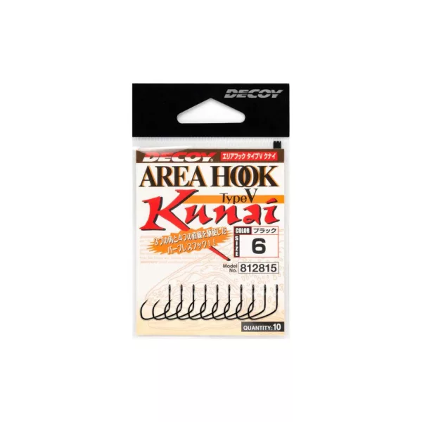 Decoy Area Type V AH-5 Kunai #6 Barbless Füles Szakáll Nélküli Egyágú Ragadozóhalas Horog 10db