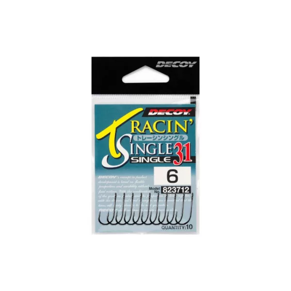 Decoy 31 Tracin Single #8 Füles Szakállas Egyágú Ragadozóhalas Horog 10db