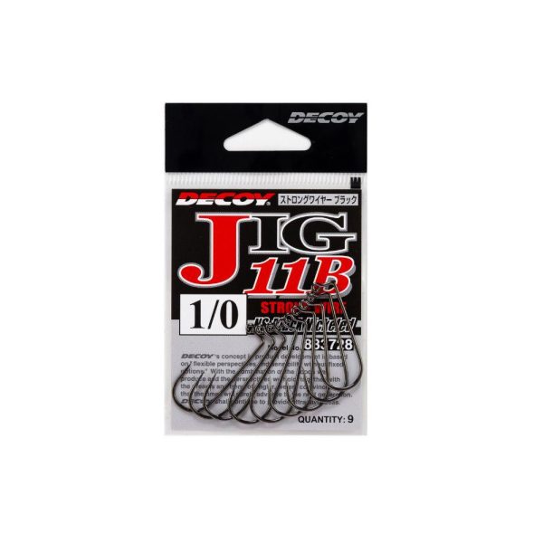 Decoy Jig11B Strong Wire Black #3/0 Füles Szakállas Egyágú Jig Horog 7db