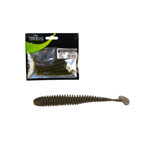 Wizard Power Minnow Grijs 9cm Rubbervis 5db