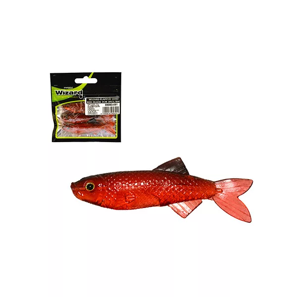 Wizard Flapper Shad Red-Black 7cm Kunstaas 3 stuks