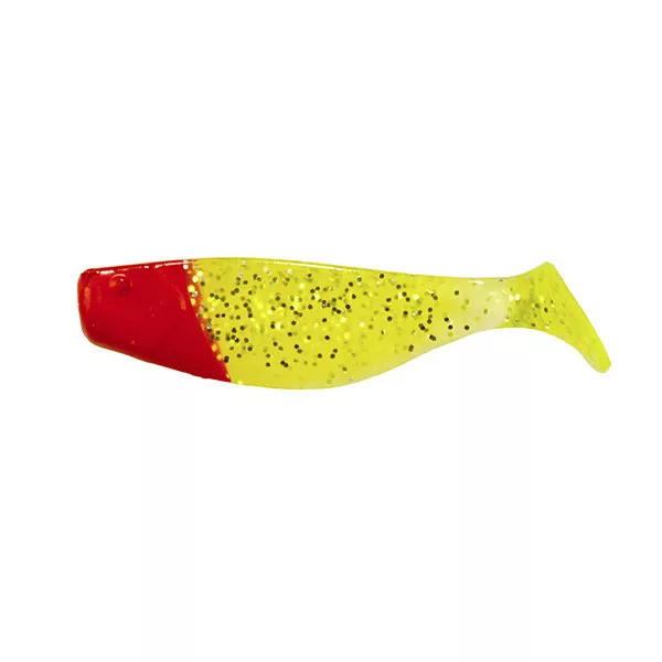 Manns Shad MFCHRH-Sárga, Glitteres Pirosfejű 4,5cm Gumihal 12db