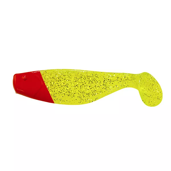Manns Shad MFCHRH-Sárga, Glitteres Pirosfejű 8cm Gumihal 4db