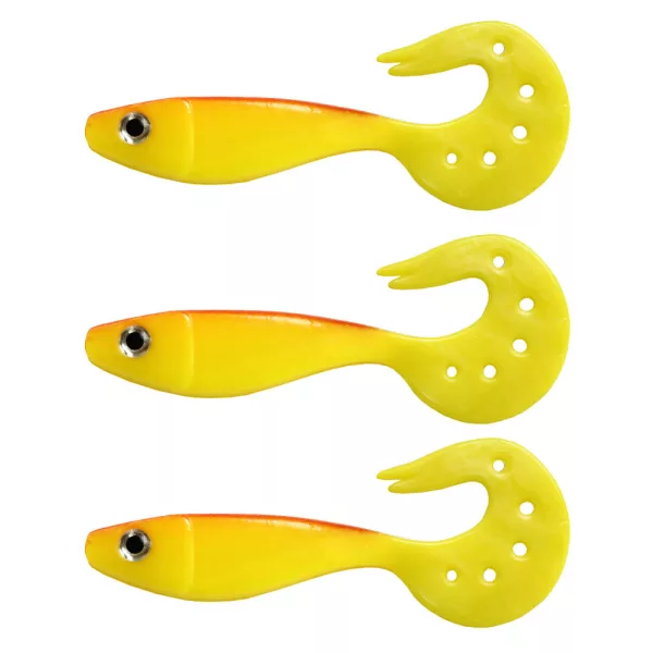 Nevis Twister Shad Vantage 9cm 6,56gr 3stuks/pak /geel-rood/ Plastic kunstaas