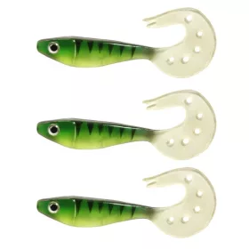   Nevis Twister Shad Vantage Perch 9cm 6,56gr Groen-Wit Plastic kunstaas 3 stuks