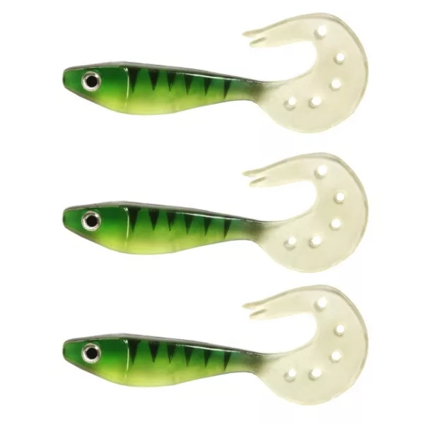 Nevis Twister Shad Vantage Perch 9cm 6,56gr Groen-Wit Plastic kunstaas 3 stuks