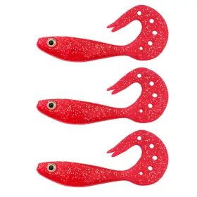   Nevis Twister Shad Vantage 9cm 6,56gr 3stuks/pak /rood-glitter/ Plastic kunstaas