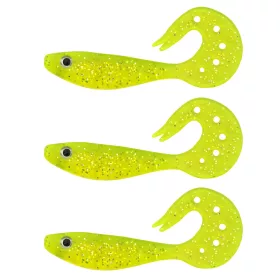   Nevis Twister Shad Vantage 9cm 6,56gr 3stuks/pak /geel-glitter/ Plastic kunstaas