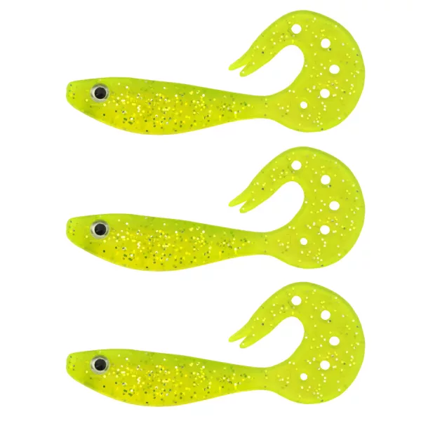 Nevis Twister Shad Vantage 9cm 6,56gr 3stuks/pak /geel-glitter/ Plastic kunstaas
