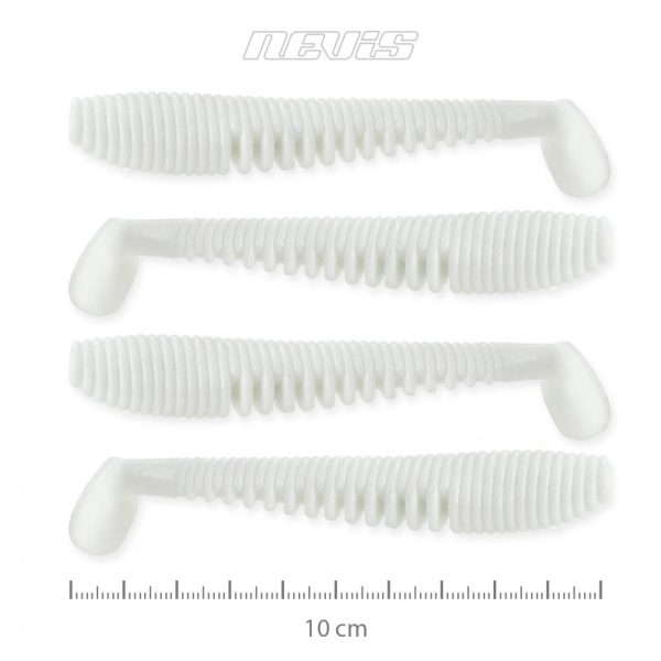 Nevis Impulse Shad 10cm 6,92gr, 4 stuks/pak, Wit, plastic aas