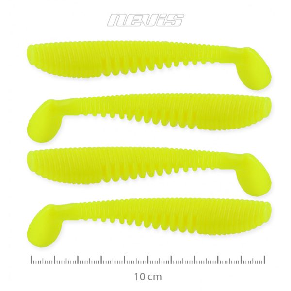 Nevis Impulse Shad 10cm 6,92gr, 4 stuks/pak, Citroengeel, plastic aas