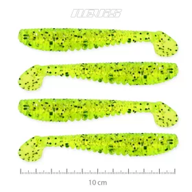   Nevis Impulse Shad 10cm 6,92gr, 4 stuks/pak, Fluo Groen Glitter, plastic aas
