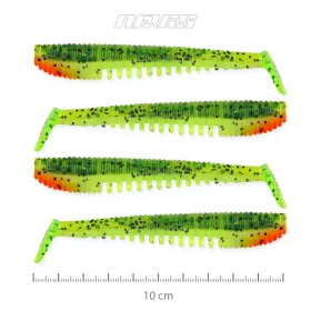   Nevis Impulse Shad 10cm 6,92gr 4 st/pk Groen-Oranje Glitter Plastic kunstaas