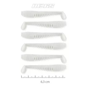 Nevis Impulse Shad 6,3cm 1,77gr 6 st/pk Wit Plastic kunstaas
