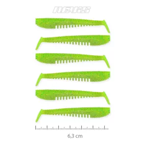   Nevis Impulse Shad 6,3cm 1,77gr 6 st/pk Fluo Groene Glitter X2 Plastic kunstaas