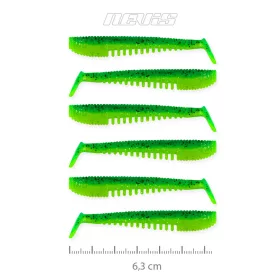   Nevis Impulse Shad 6,3cm 1,77gr 6 st/pk Groene Glitter Plastic kunstaas