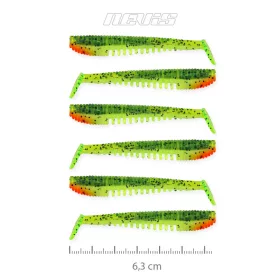   Nevis Impulse Shad 6,3cm 1,77gr 6 st/pk Groen-Oranje Glitter Plastic kunstaas