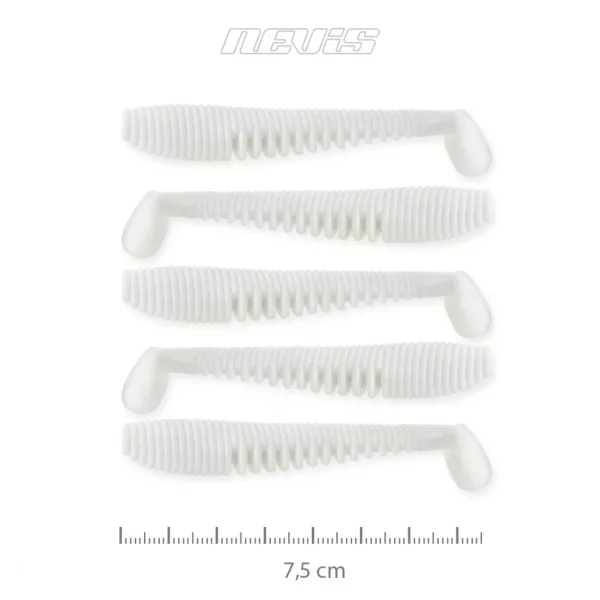 Nevis Impulse Shad 7,5cm 3,05gr 5 st/pk Wit Plastic kunstaas