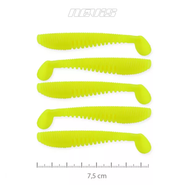 Nevis Impulse Shad 7,5cm 3,05gr 5 st/pk Citroengeel Plastic kunstaas