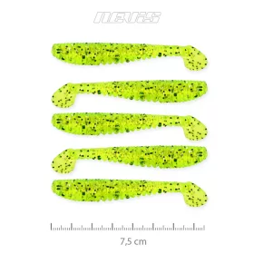   Nevis Impulse Shad 7,5cm 3,05gr 5 st/pk FluoGroene Glitter Plastic kunstaas